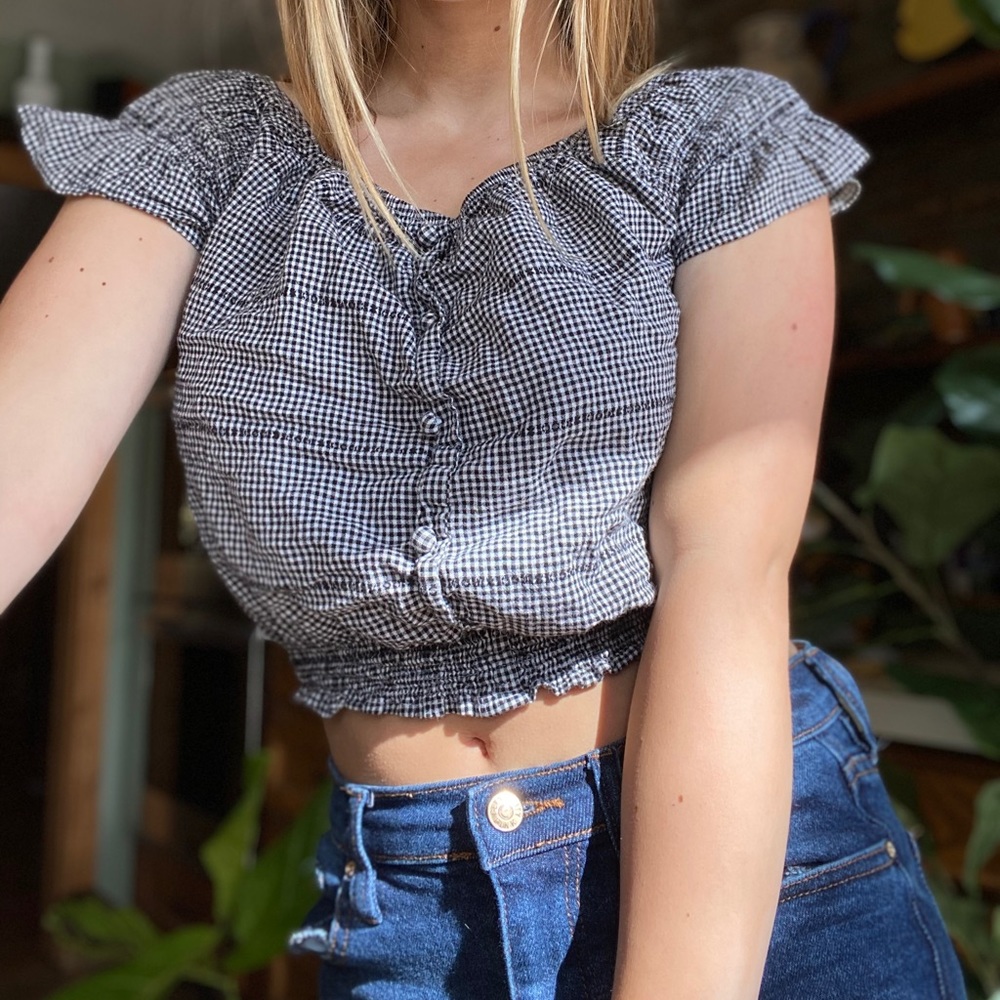 Queenshop plaid crop top